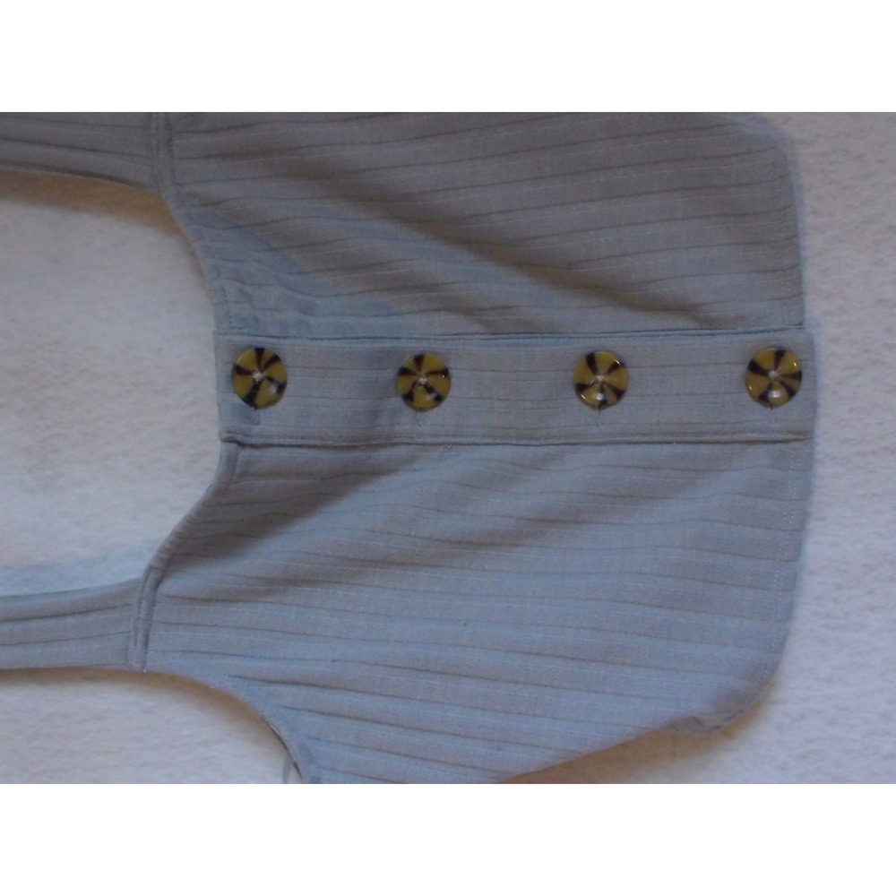 Cage Womens Ribbed Knit Button Front Crop Top Light Blue Sleeveless Tank Large - Picture 6 of 6